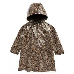 Something Navy Puff Sleeve Leopard Raincoat